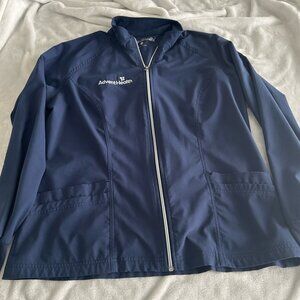 Easy stretch scrub jacket, Navy Blue- size M. Full zip